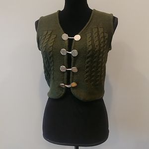 Salzburger Frachten Munchen Dark Green Bavarian Wool Knit Traditional Vest S VTG